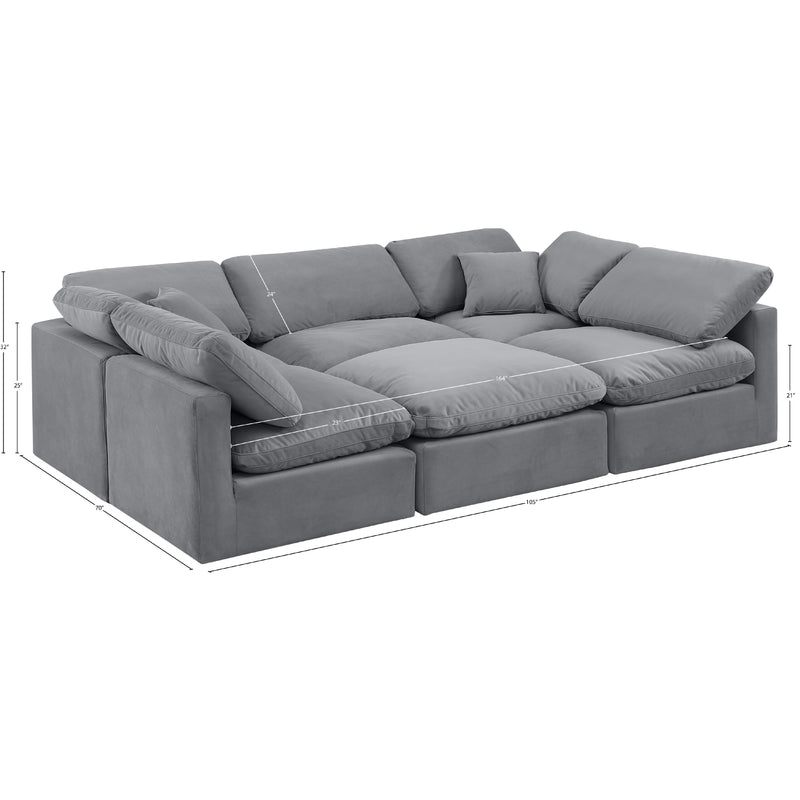 Meridian Indulge Grey Velvet Modular Sectional IMAGE 8