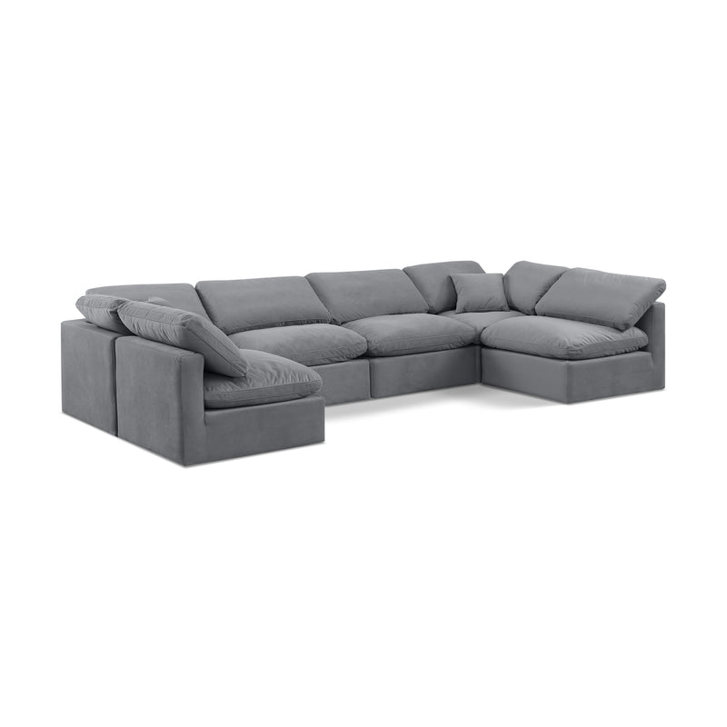 Meridian Indulge Grey Velvet Modular Sectional IMAGE 1