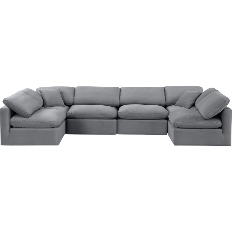 Meridian Indulge Grey Velvet Modular Sectional IMAGE 4