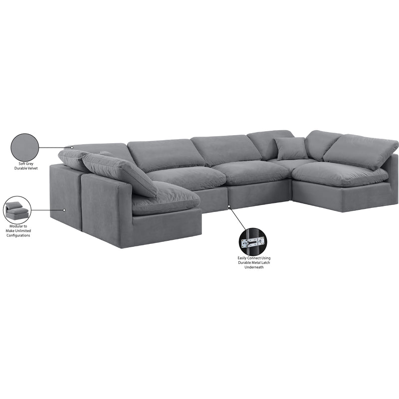 Meridian Indulge Grey Velvet Modular Sectional IMAGE 8