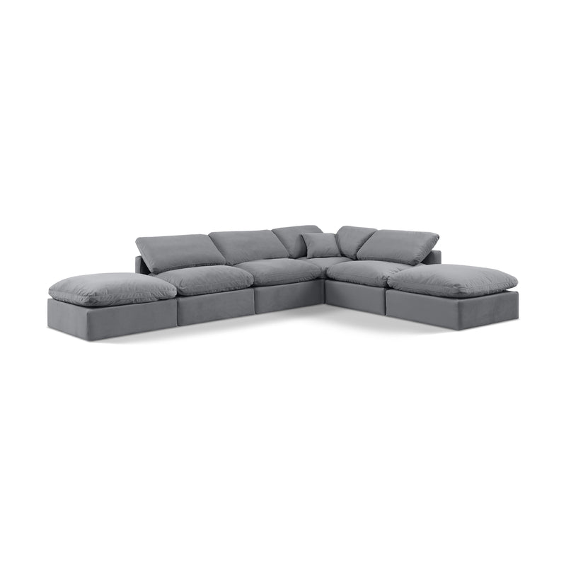 Meridian Indulge Grey Velvet Modular Sectional IMAGE 1