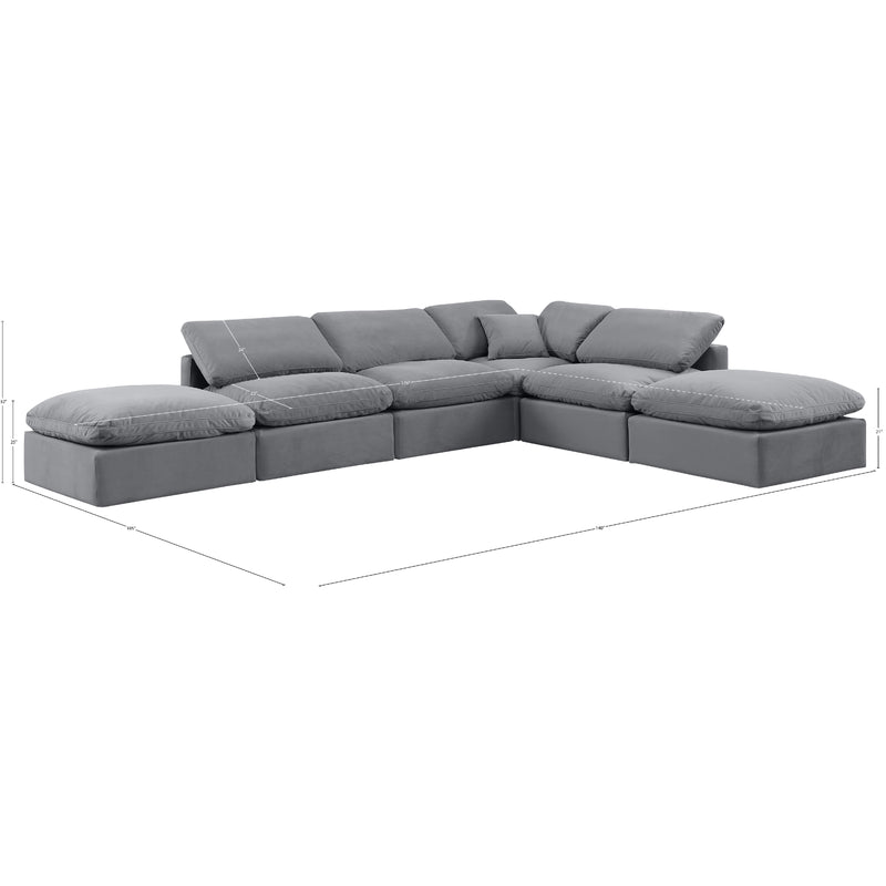 Meridian Indulge Grey Velvet Modular Sectional IMAGE 9