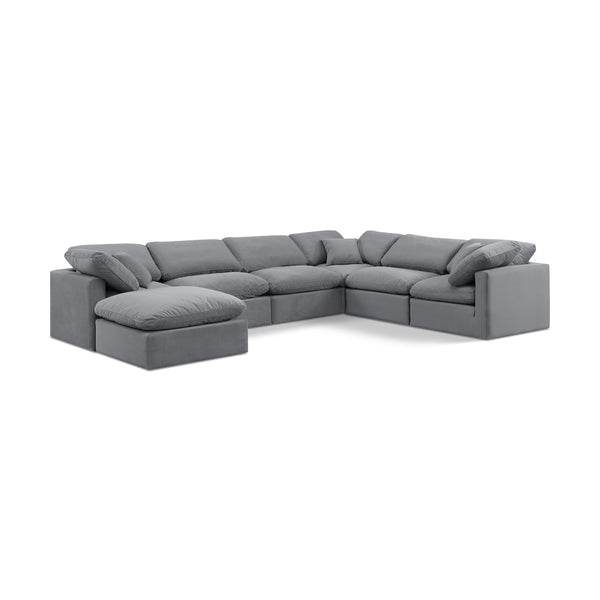 Meridian Indulge Grey Velvet Modular Sectional IMAGE 1