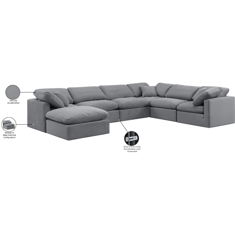 Meridian Indulge Grey Velvet Modular Sectional IMAGE 9