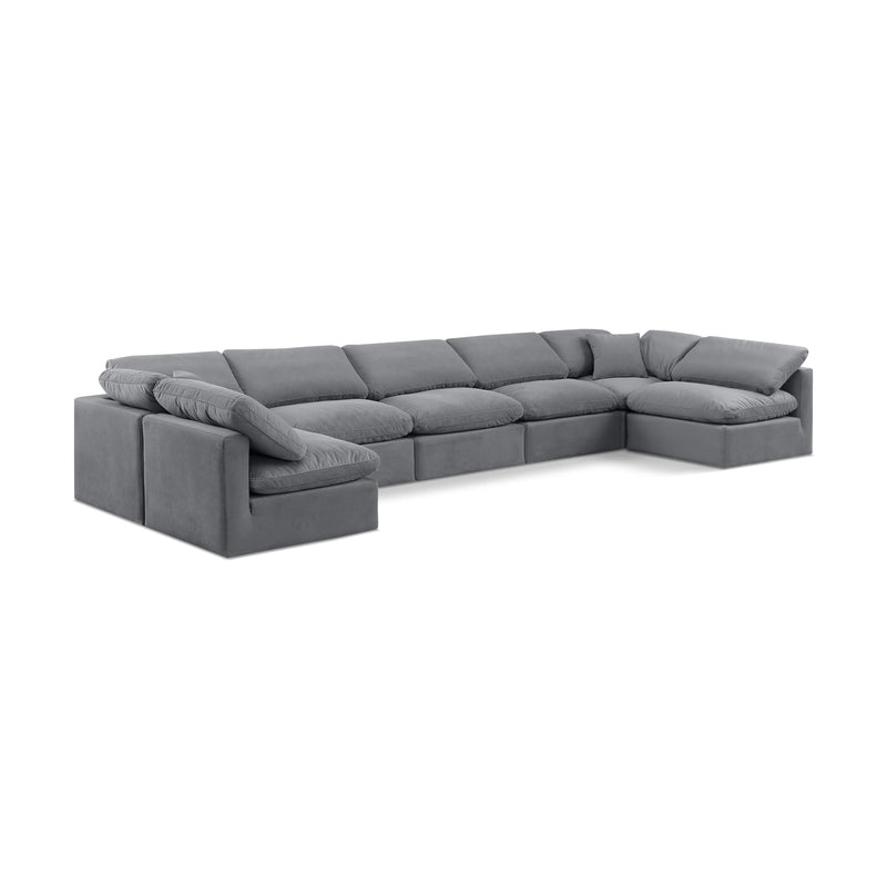 Meridian Indulge Grey Velvet Modular Sectional IMAGE 1