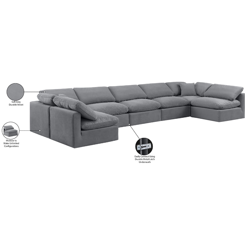 Meridian Indulge Grey Velvet Modular Sectional IMAGE 8