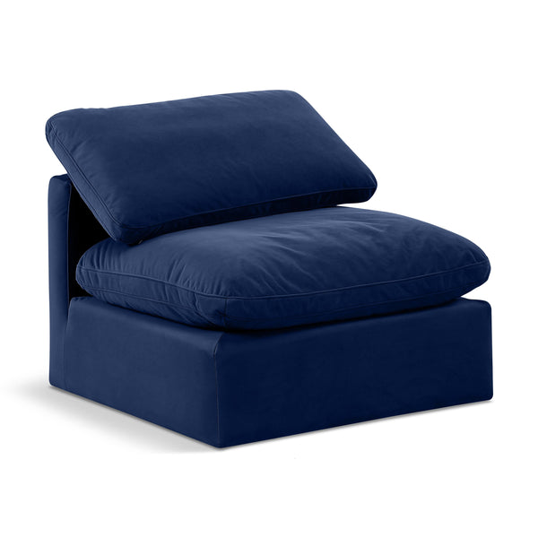 Meridian Indulge Navy Velvet Armless Chair IMAGE 1
