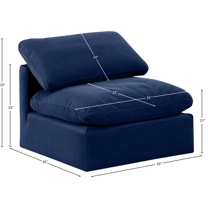Meridian Indulge Navy Velvet Armless Chair IMAGE 9