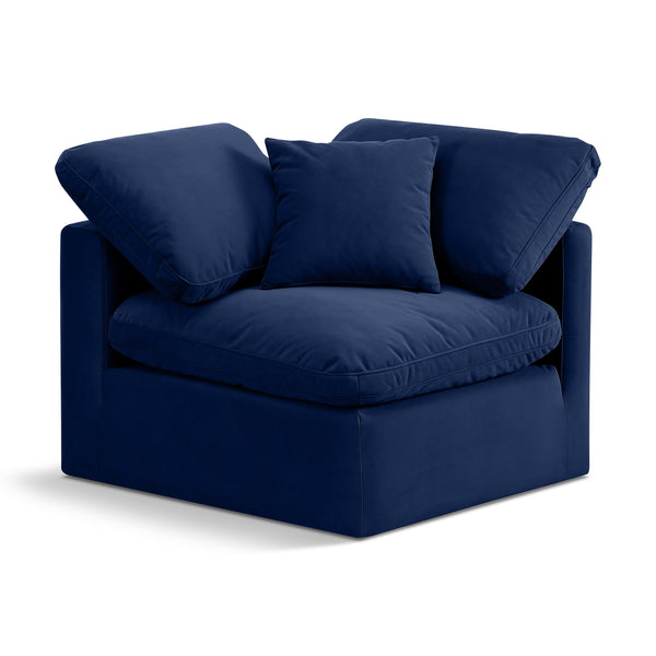 Meridian Indulge Navy Velvet Corner Chair IMAGE 1