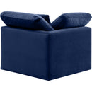 Meridian Indulge Navy Velvet Corner Chair IMAGE 3