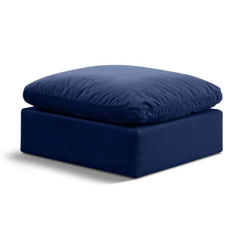 Meridian Indulge Navy Velvet Ottoman IMAGE 1