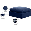 Meridian Indulge Navy Velvet Ottoman IMAGE 5