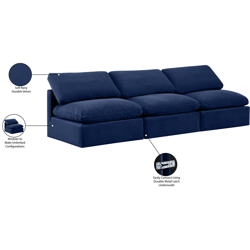 Meridian Indulge Navy Velvet Modular Sofa IMAGE 7
