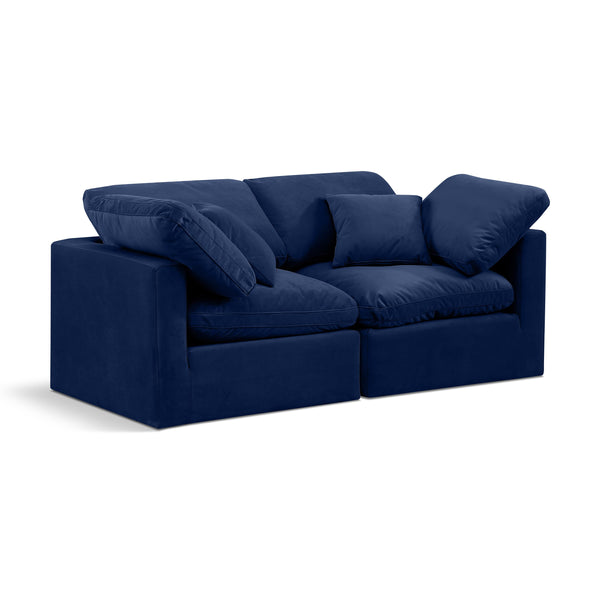 Meridian Indulge Navy Velvet Modular Sofa IMAGE 1