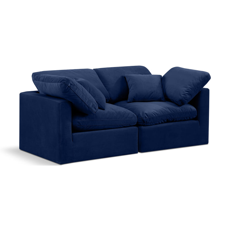 Meridian Indulge Navy Velvet Modular Sofa IMAGE 1