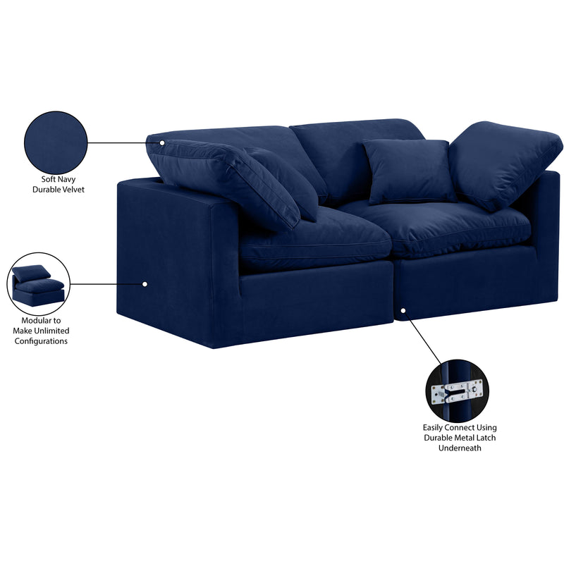 Meridian Indulge Navy Velvet Modular Sofa IMAGE 8