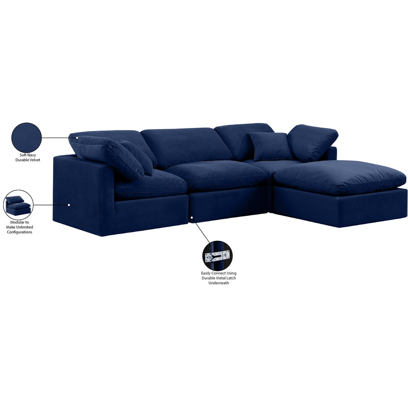 Meridian Indulge Navy Velvet Modular Sectional IMAGE 8