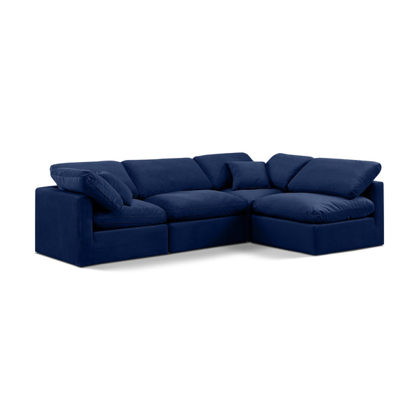 Meridian Indulge Navy Velvet Modular Sectional IMAGE 1