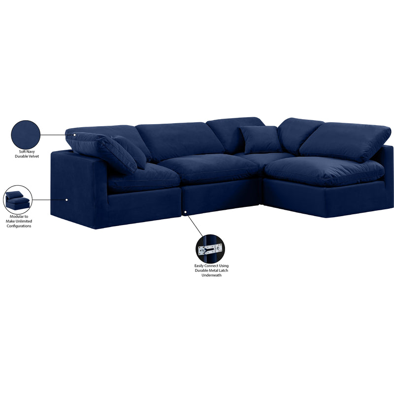 Meridian Indulge Navy Velvet Modular Sectional IMAGE 9