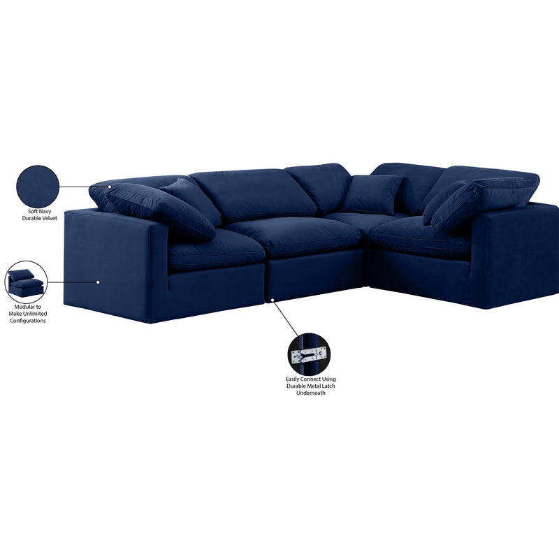 Meridian Indulge Navy Velvet Modular Sectional IMAGE 9