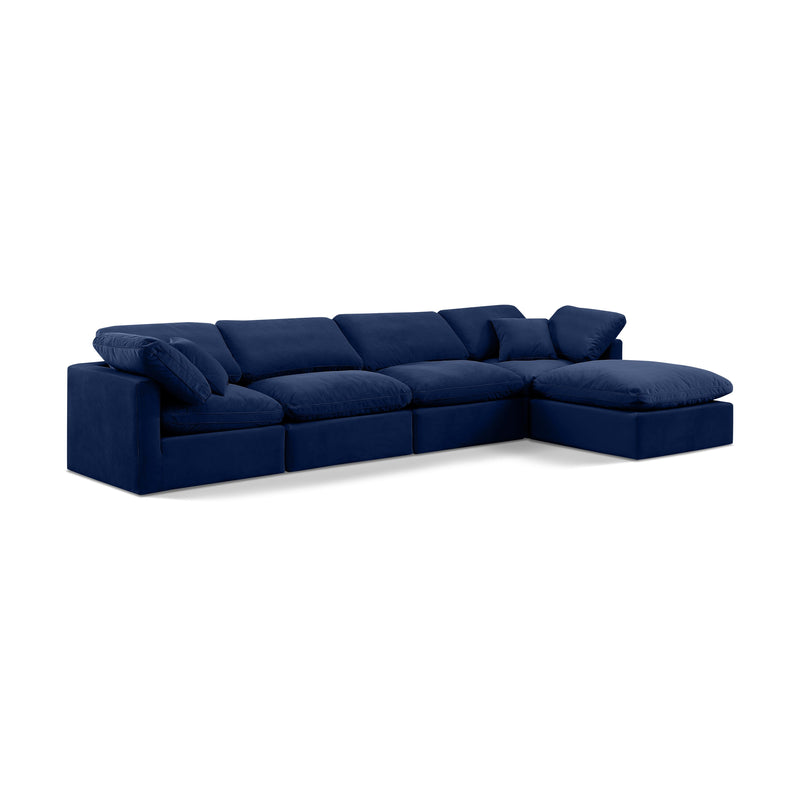 Meridian Indulge Navy Velvet Modular Sectional IMAGE 1