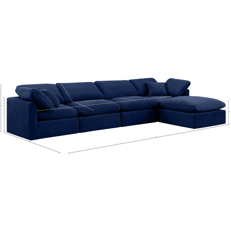 Meridian Indulge Navy Velvet Modular Sectional IMAGE 9