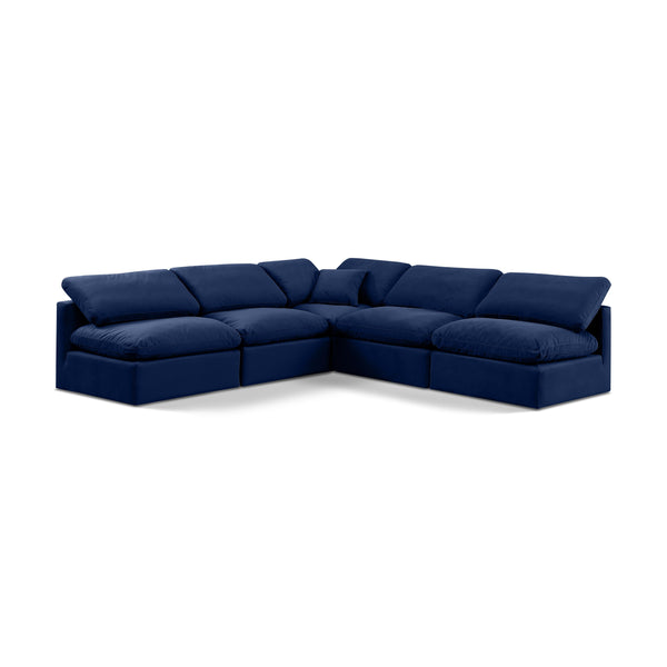 Meridian Indulge Navy Velvet Modular Sectional IMAGE 1