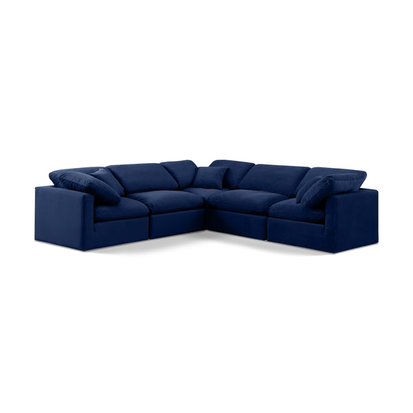 Meridian Indulge Navy Velvet Modular Sectional IMAGE 1