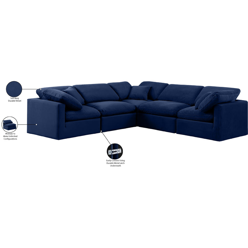 Meridian Indulge Navy Velvet Modular Sectional IMAGE 9