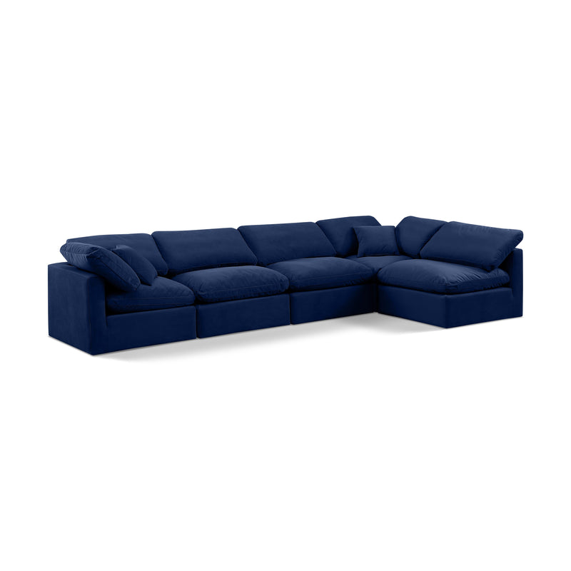 Meridian Indulge Navy Velvet Modular Sectional IMAGE 1