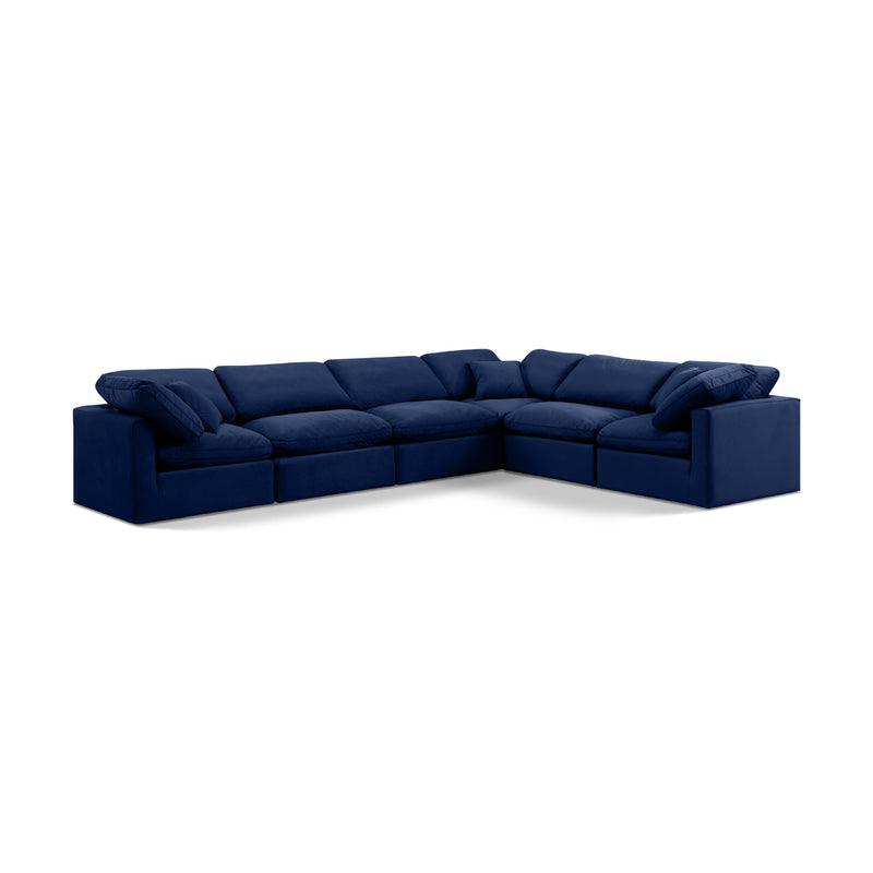 Meridian Indulge Navy Velvet Modular Sectional IMAGE 1