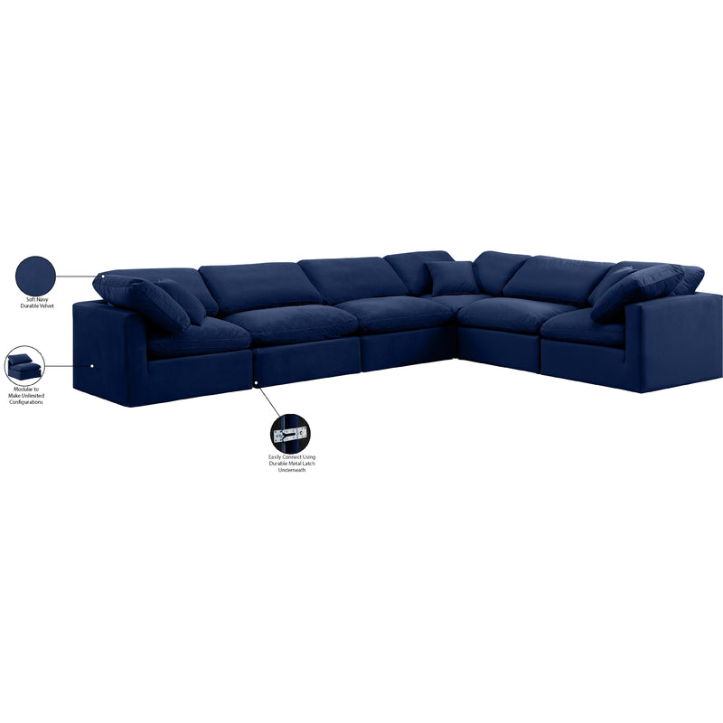 Meridian Indulge Navy Velvet Modular Sectional IMAGE 9