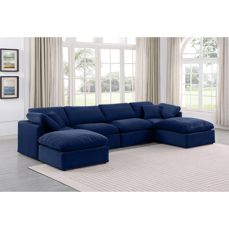 Meridian Indulge Navy Velvet Modular Sectional IMAGE 2