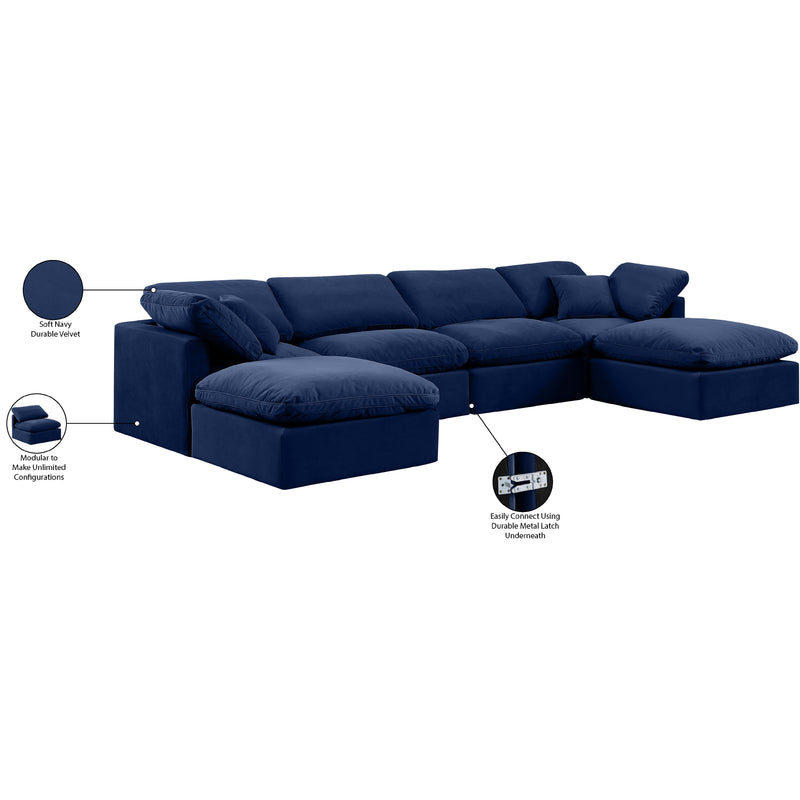 Meridian Indulge Navy Velvet Modular Sectional IMAGE 7