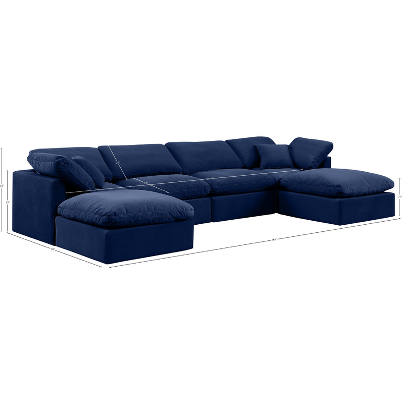 Meridian Indulge Navy Velvet Modular Sectional IMAGE 8