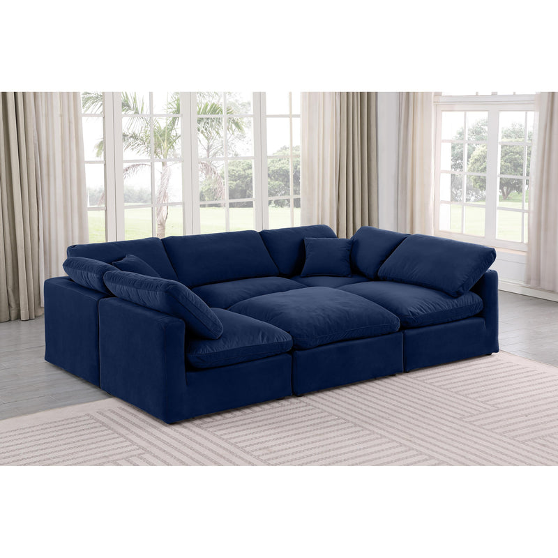 Meridian Indulge Navy Velvet Modular Sectional IMAGE 2