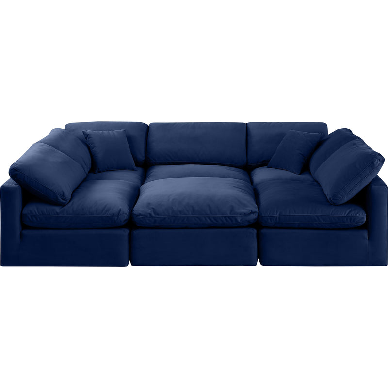 Meridian Indulge Navy Velvet Modular Sectional IMAGE 4
