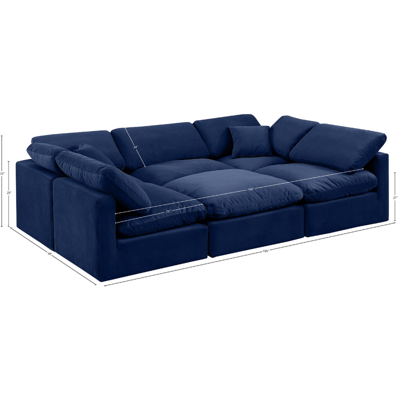 Meridian Indulge Navy Velvet Modular Sectional IMAGE 9
