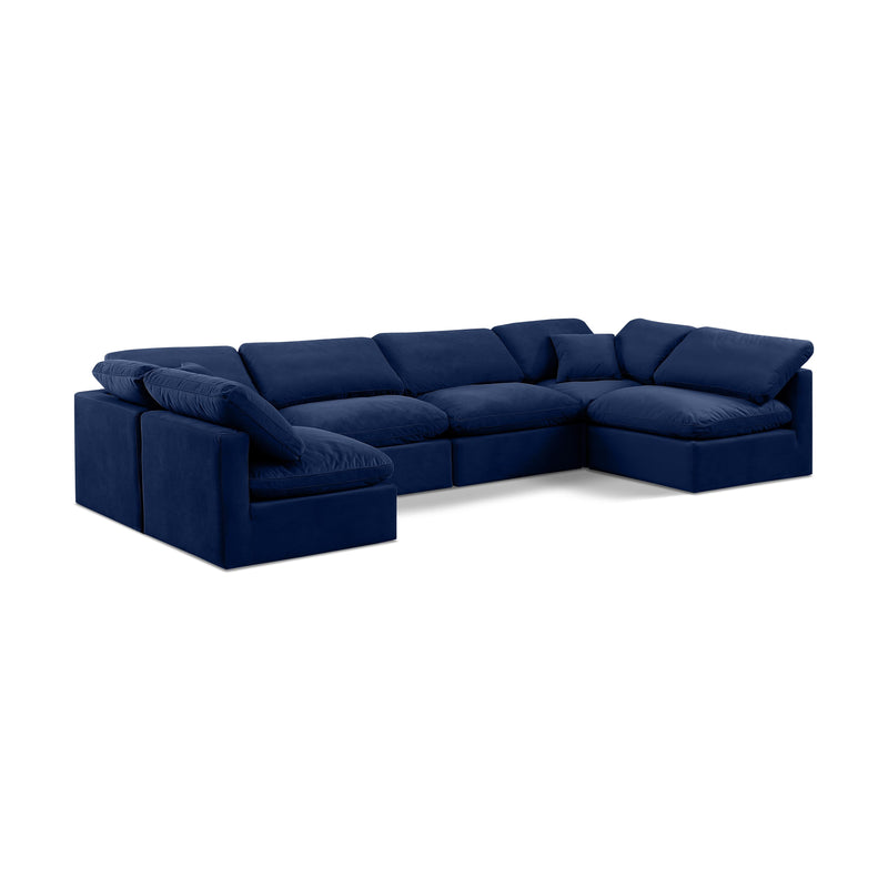 Meridian Indulge Navy Velvet Modular Sectional IMAGE 1