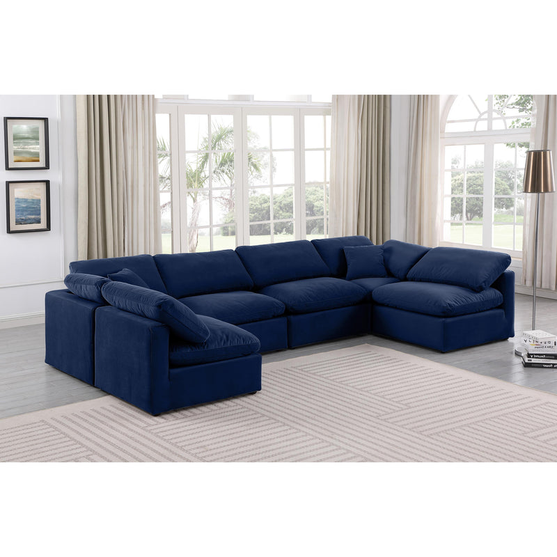 Meridian Indulge Navy Velvet Modular Sectional IMAGE 2