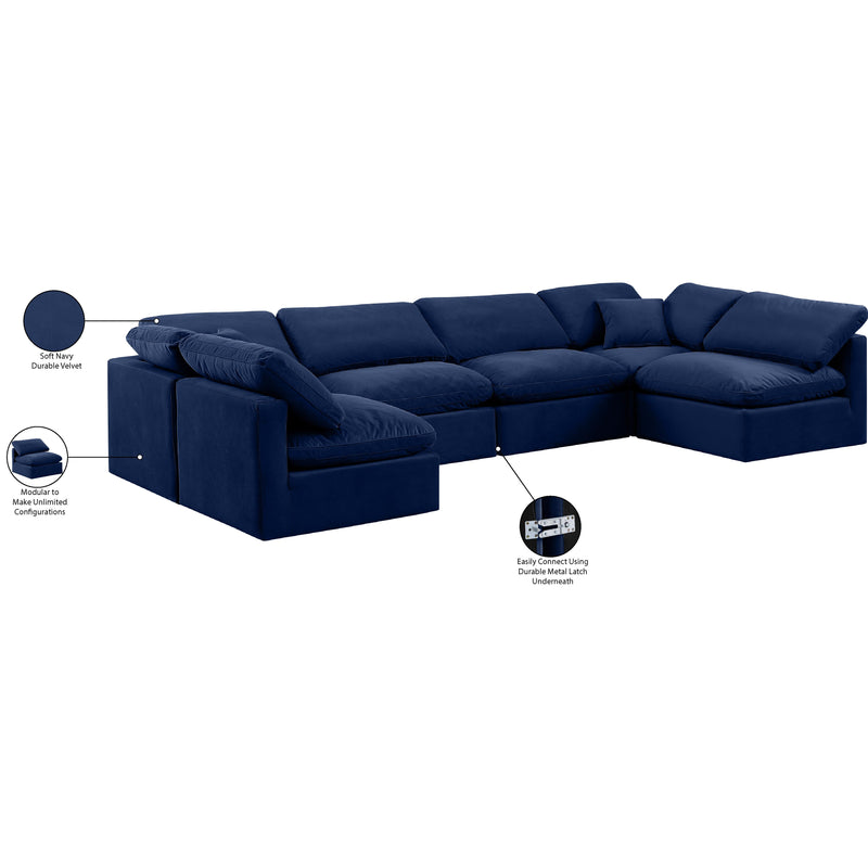 Meridian Indulge Navy Velvet Modular Sectional IMAGE 9