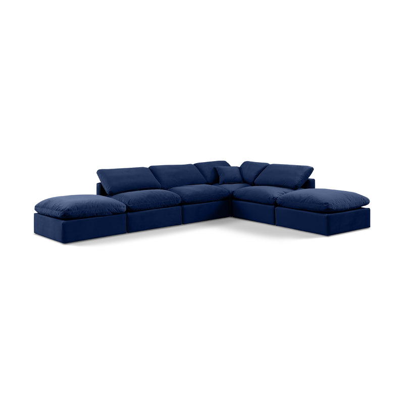 Meridian Indulge Navy Velvet Modular Sectional IMAGE 1