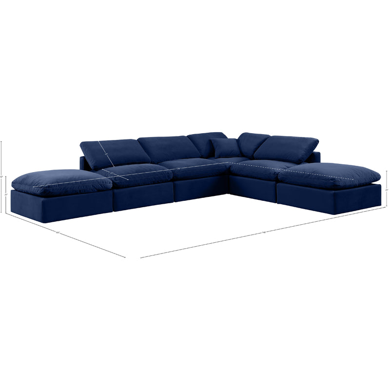 Meridian Indulge Navy Velvet Modular Sectional IMAGE 9