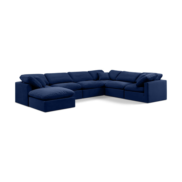 Meridian Indulge Navy Velvet Modular Sectional IMAGE 1