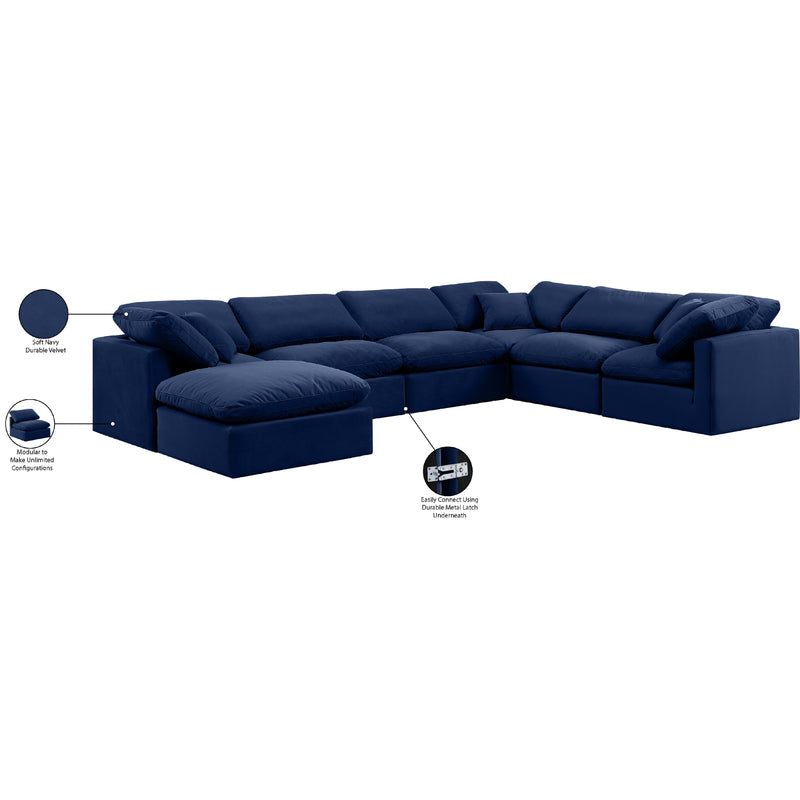 Meridian Indulge Navy Velvet Modular Sectional IMAGE 9