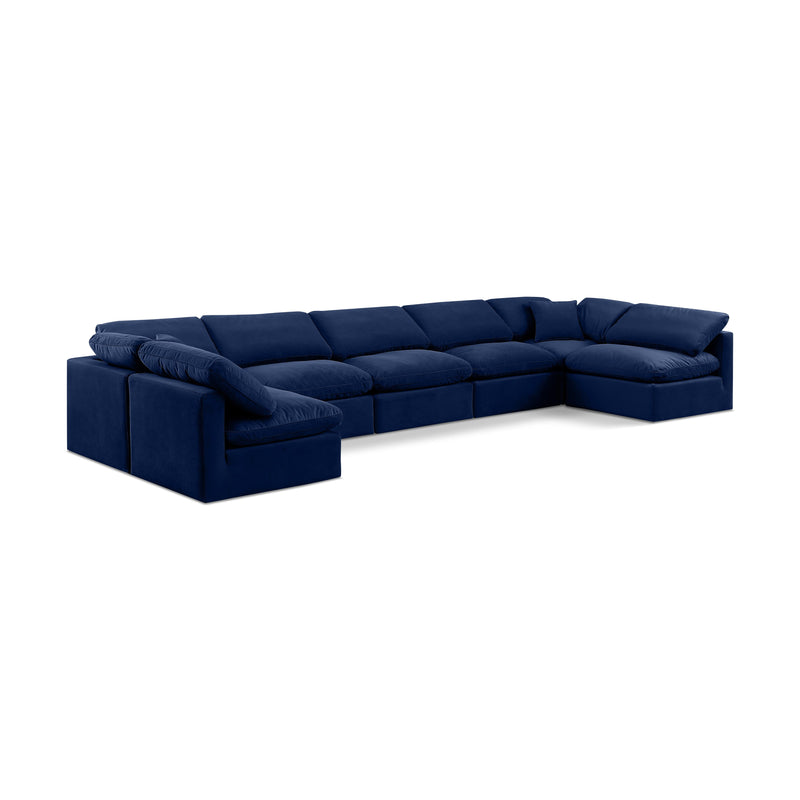 Meridian Indulge Navy Velvet Modular Sectional IMAGE 1