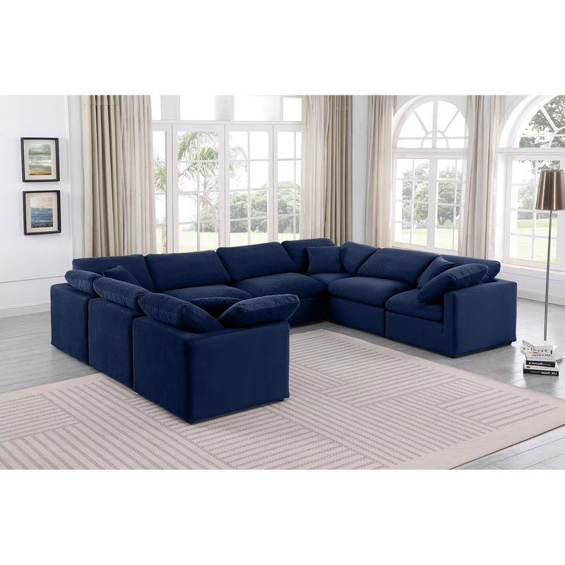 Meridian Indulge Navy Velvet Modular Sectional IMAGE 2