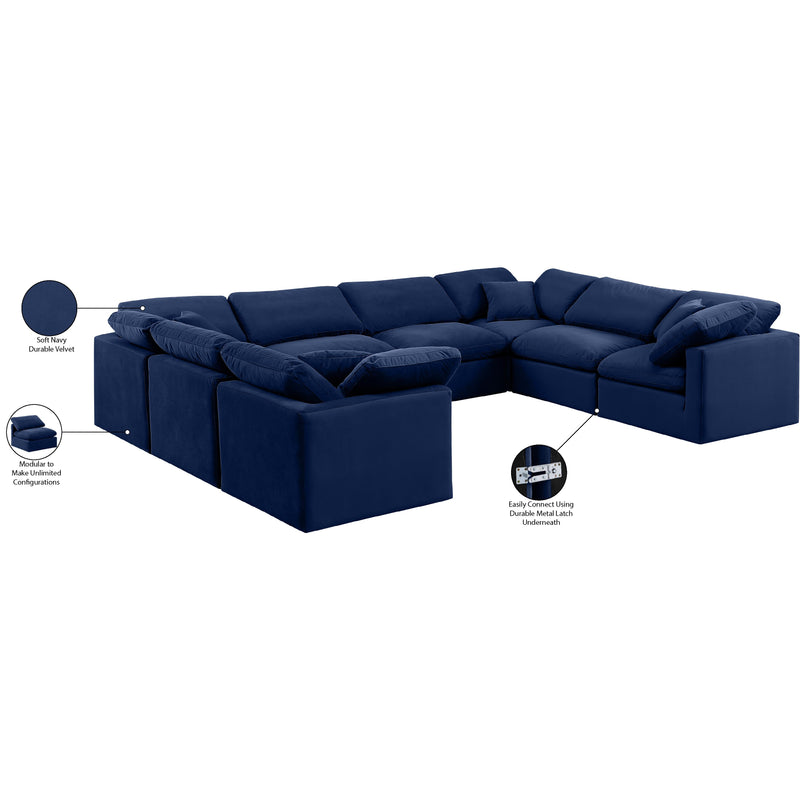 Meridian Indulge Navy Velvet Modular Sectional IMAGE 9