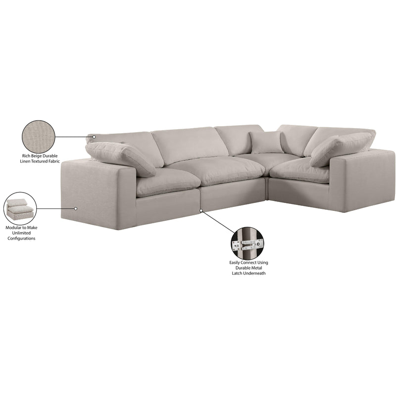 Meridian Comfy Beige Linen Textured Fabric Modular Sectional IMAGE 10