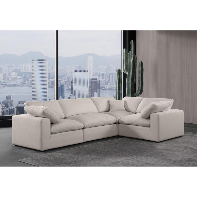 Meridian Comfy Beige Linen Textured Fabric Modular Sectional IMAGE 2